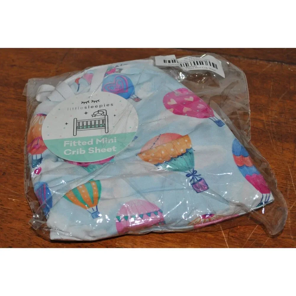 Retired Little Sleepies Balloon Ride Fitted Mini Crib Sheet NEW
